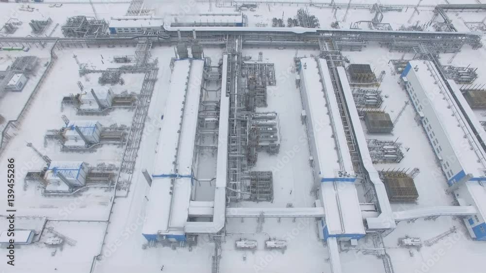 Camera Removes from Gas Plant to Winter Landscape Camera Removes from Gas Plant to Winter Landscape