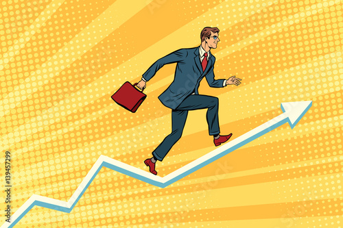 Businessman running on schedule growth