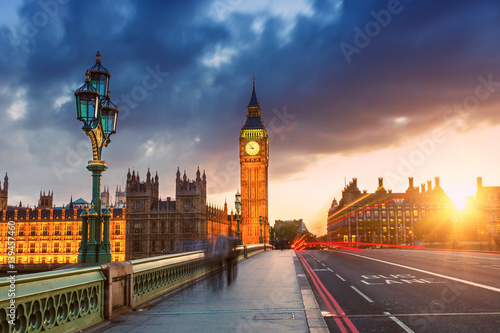 Big Ben at sunset in London  UK