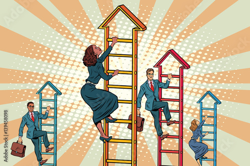 Business team climbs up the stairs