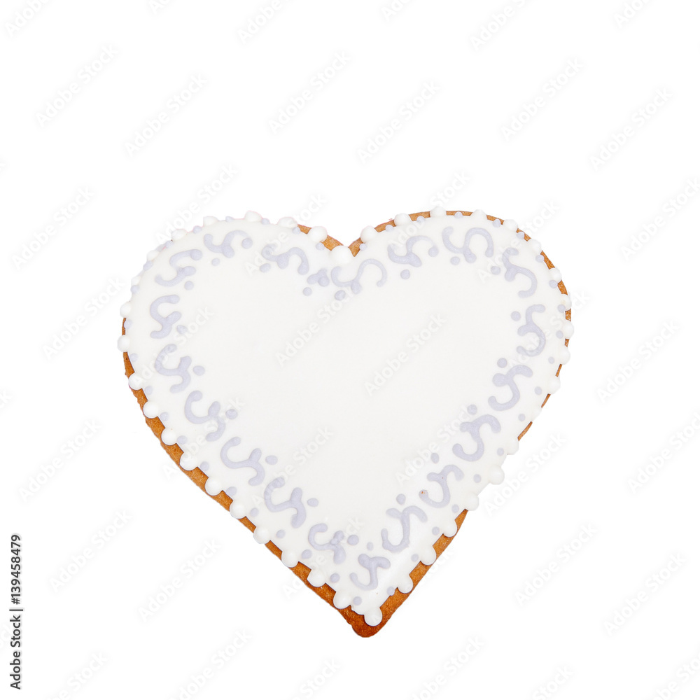 gingerbread hearts on white background