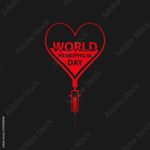 World hemophilia day concept. Heart makes drop counter transfusion. Vector illustration EPS 10.