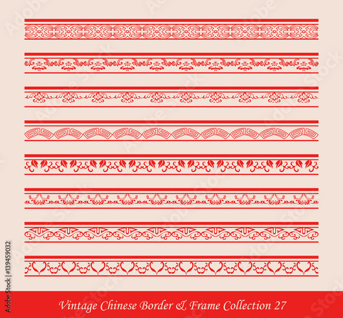 Vintage Chinese Border Frame Vector Collection