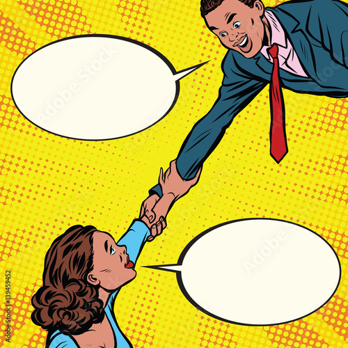 African American man rescues a woman