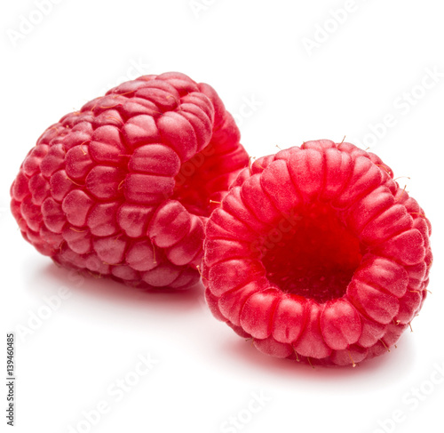 ripe raspberries isolated on white background close up