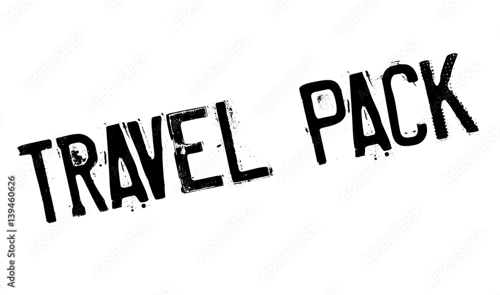 Fototapeta premium Travel Pack rubber stamp. Grunge design with dust scratches. Effects can be easily removed for a clean, crisp look. Color is easily changed.