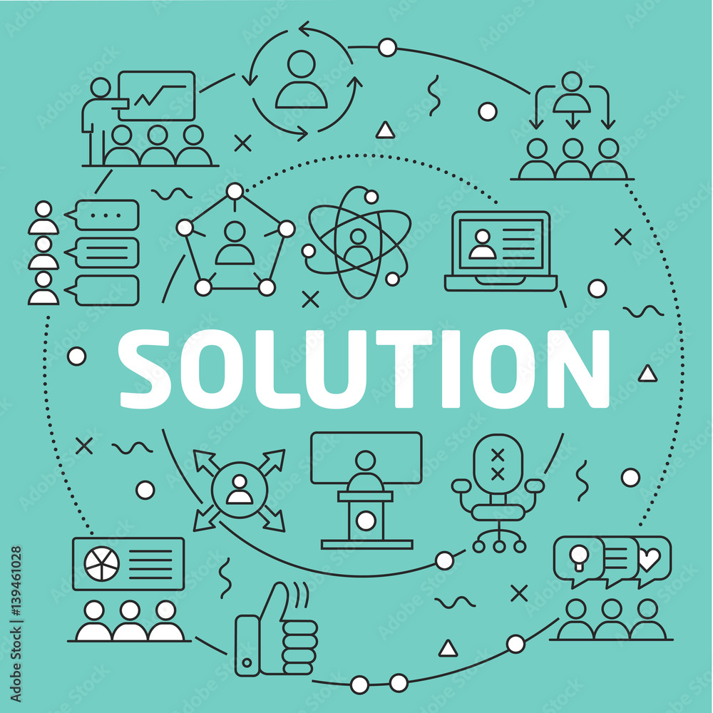 Linear illustration for presentations on green background solutions Linear illustration for presentations on green background solutions