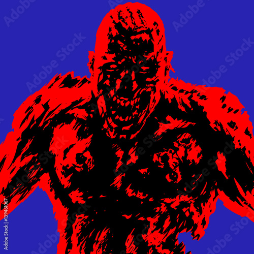 spooky zombie run. vector illustration