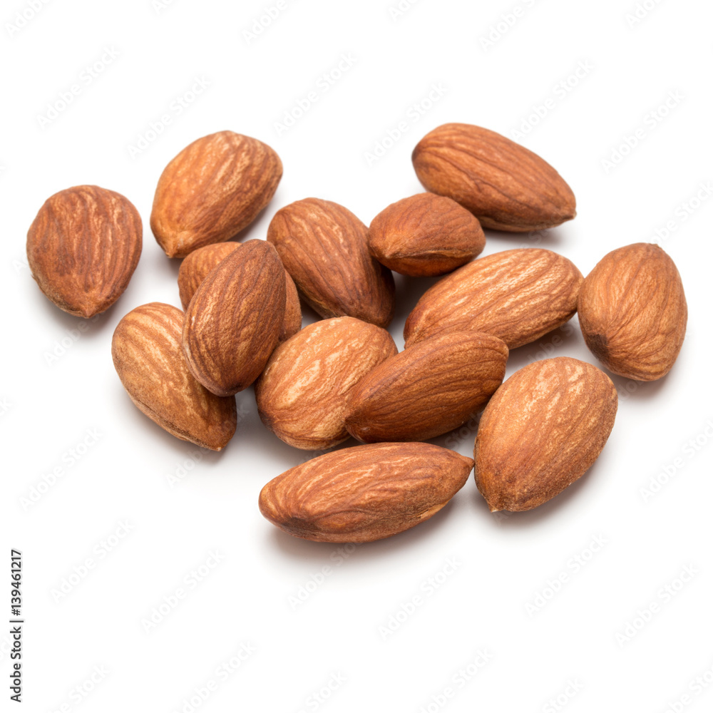 almond nuts isolated on white background close up almond nuts isolated on white background close up