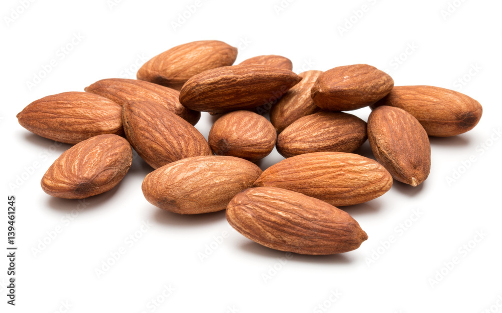almond nuts isolated on white background close up almond nuts isolated on white background close up
