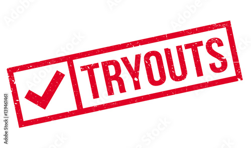 Tryouts rubber stamp. Grunge design with dust scratches. Effects can be easily removed for a clean, crisp look. Color is easily changed.