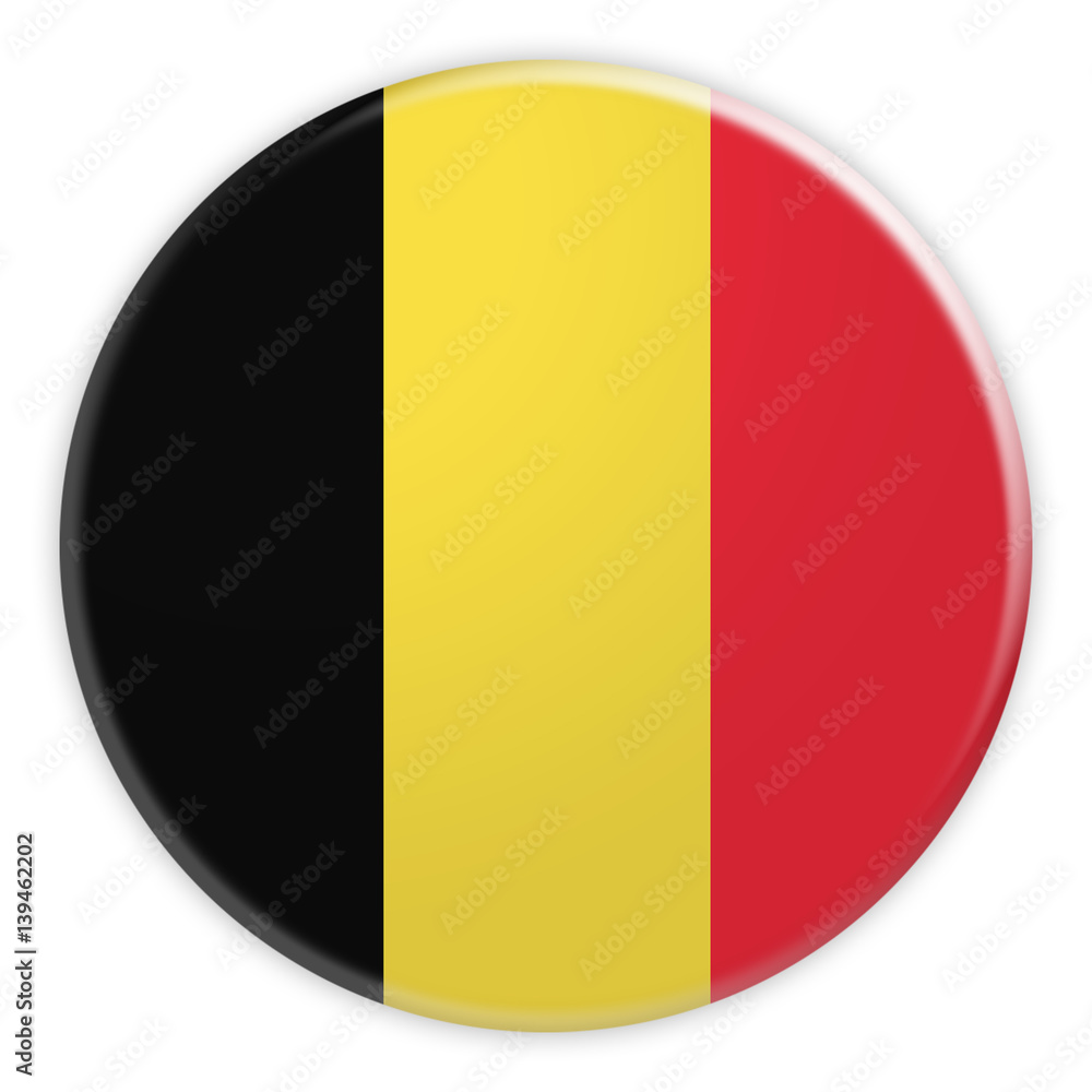 Belgium Flag Button, 3d illustration on white background