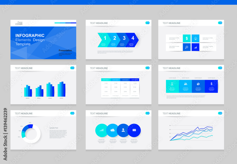 Naklejka premium flat vector set infographics element design template. for business presentation template , brochure, and web design