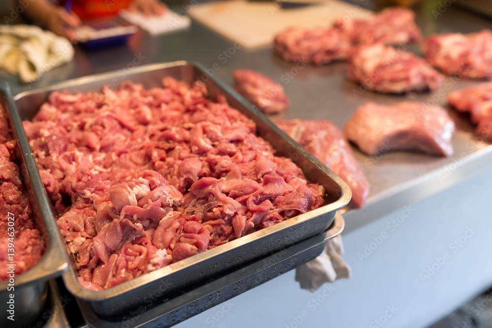 Raw meat in market