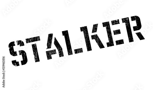 Stalker rubber stamp. Grunge design with dust scratches. Effects can be easily removed for a clean, crisp look. Color is easily changed.