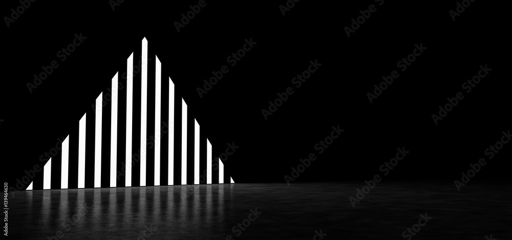 Naklejka premium Pyramid of glowing stripes. 3D Render