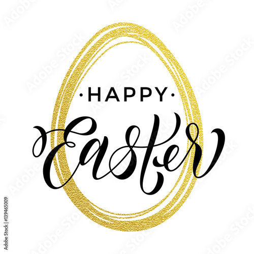 Happy Easter gold egg paschal greeting