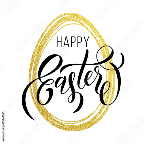 Happy Easter gold egg paschal greeting