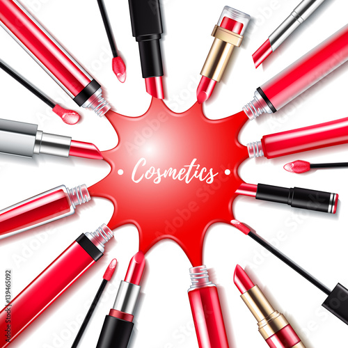 Red spilled lip gloss background.