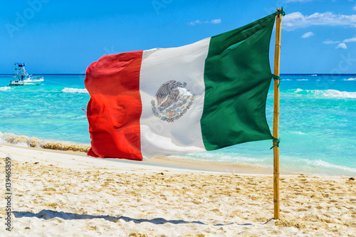 Mexican Flag on the Beach photo