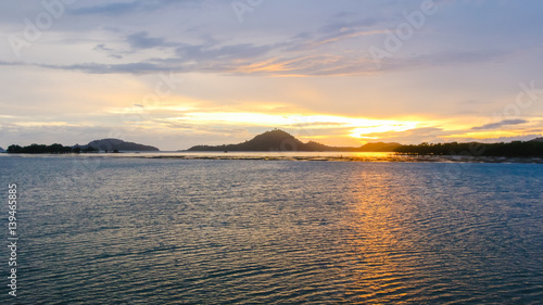 Panorama of beautiful sunset on the ocean - Boost up color Processing.