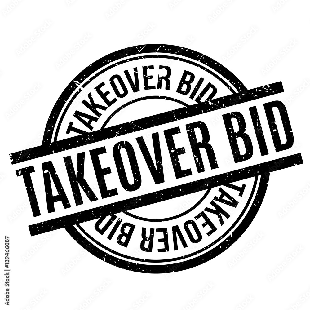 Takeover Bid rubber stamp. Grunge design with dust scratches. Effects can be easily removed for a clean, crisp look. Color is easily changed. Takeover Bid rubber stamp. Grunge design with dust scratches. Effects can be easily removed for a clean, crisp look. Color is easily changed.