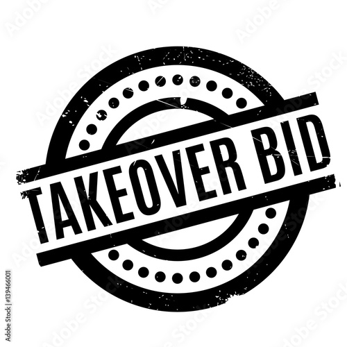 Takeover Bid rubber stamp. Grunge design with dust scratches. Effects can be easily removed for a clean, crisp look. Color is easily changed.
