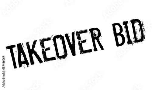Takeover Bid rubber stamp. Grunge design with dust scratches. Effects can be easily removed for a clean, crisp look. Color is easily changed.