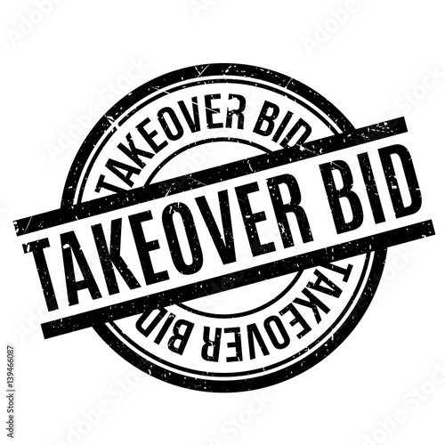 Takeover Bid rubber stamp. Grunge design with dust scratches. Effects can be easily removed for a clean, crisp look. Color is easily changed.