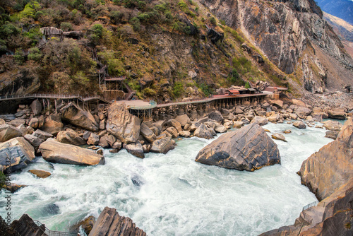 Canvas Print Tiger Leaping Gorge ,deepest mountain hole in world, in Lijiang, Yunnan Province, China