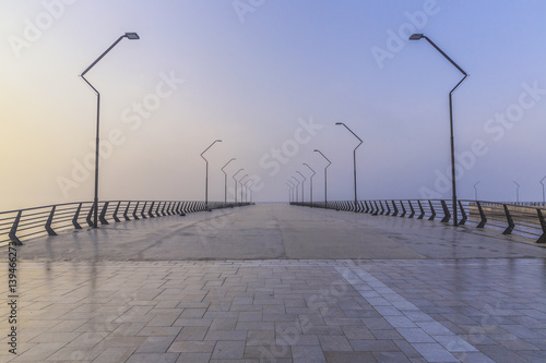 Pier on the seafront in Baku at sunrise.Azerbaijan photo