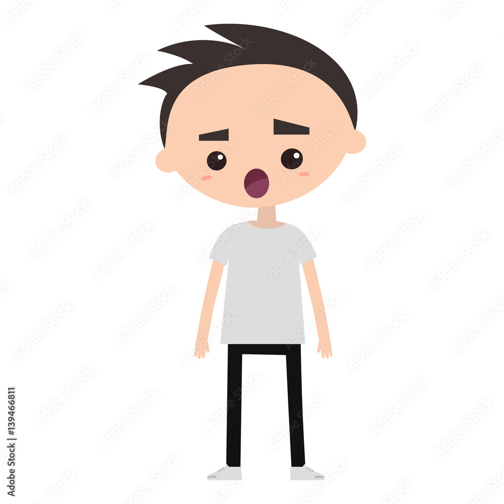Shocked boy flat vector illustration / Editable vector cartoon Shocked boy flat vector illustration / Editable vector cartoon