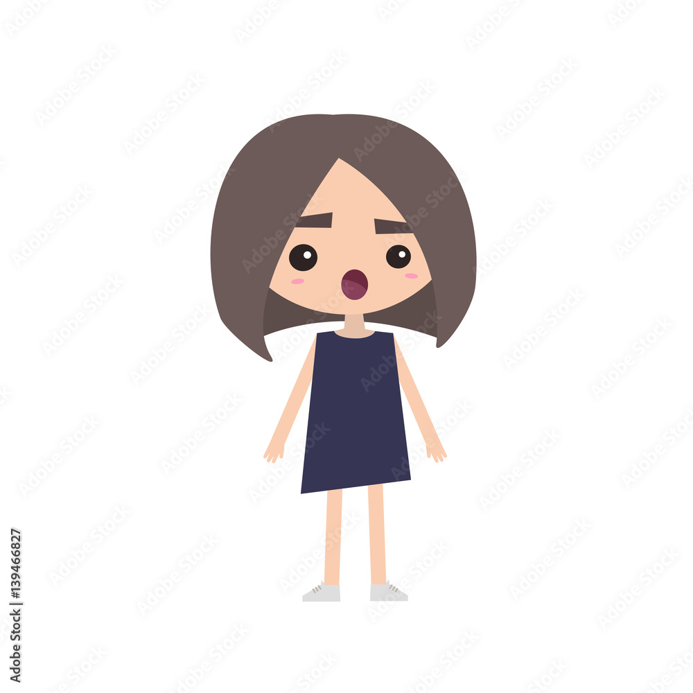 Shocked girl flat vector illustration, Editable vector cartoon Shocked girl flat vector illustration, Editable vector cartoon
