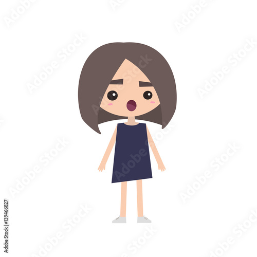 Shocked girl flat vector illustration, Editable vector cartoon