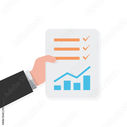 Report file in the hand. Vector illustration.
