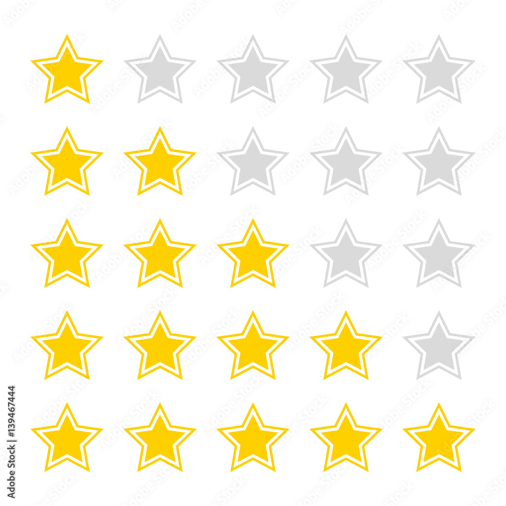 Yellow stars rating. Vector illustration. Yellow stars rating. Vector illustration.