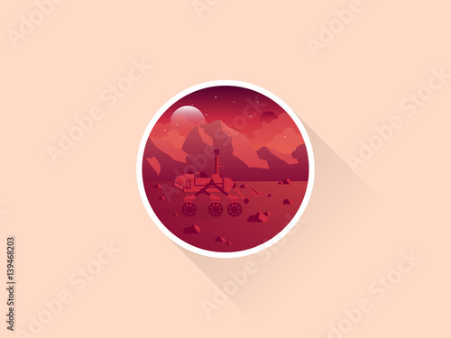 Mars rover icon Vector illustration on the theme of space exploration and mars colonization.