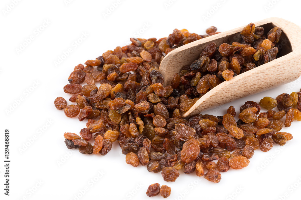 Fototapeta premium Sweet raisins on white