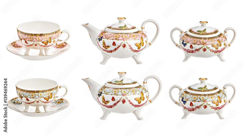 Porcelain mug for tea and plates Porcelain mug for tea and plates