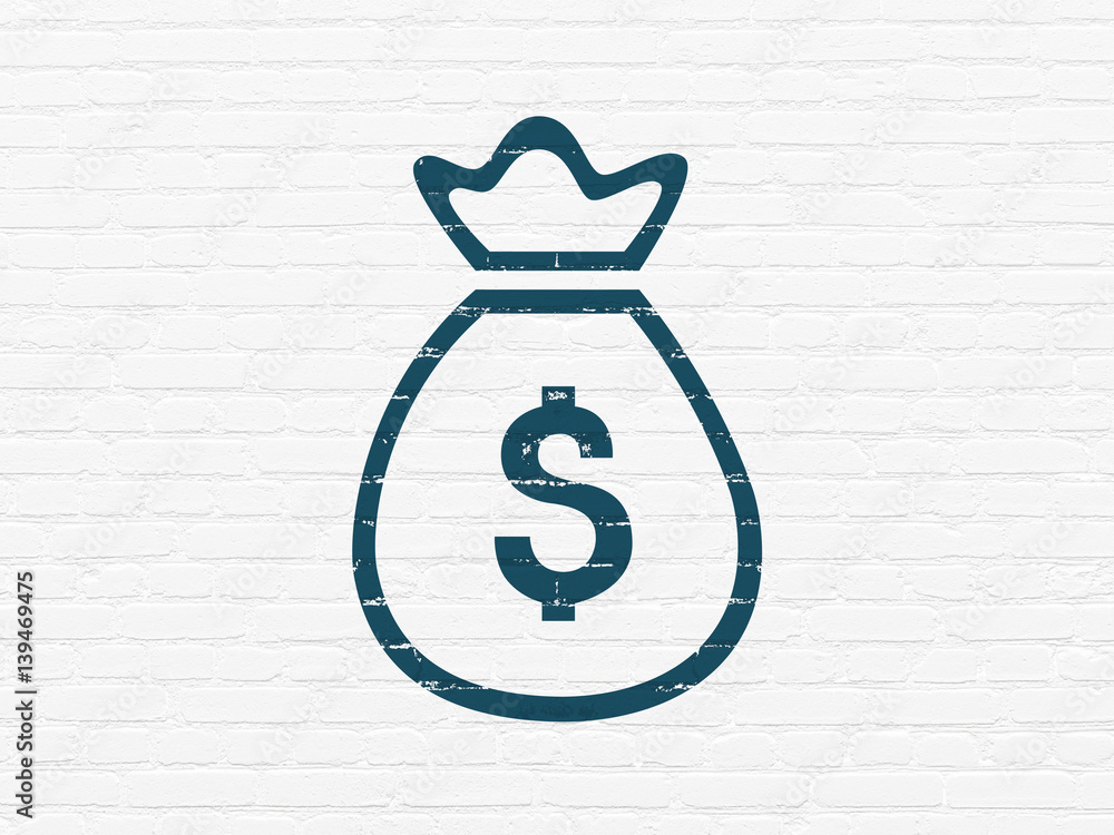 Money concept: Money Bag on wall background Money concept: Money Bag on wall background