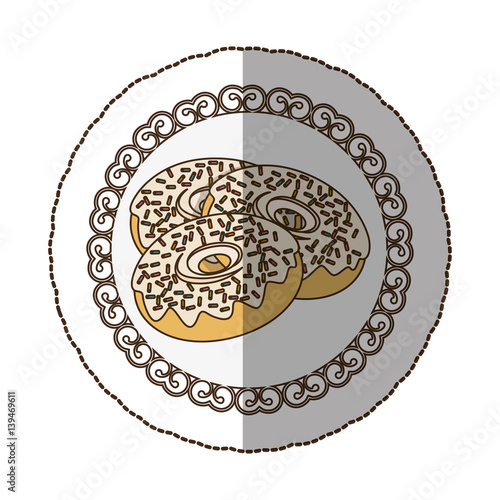 emblem donut with colored sparks icon, vector illustraction design