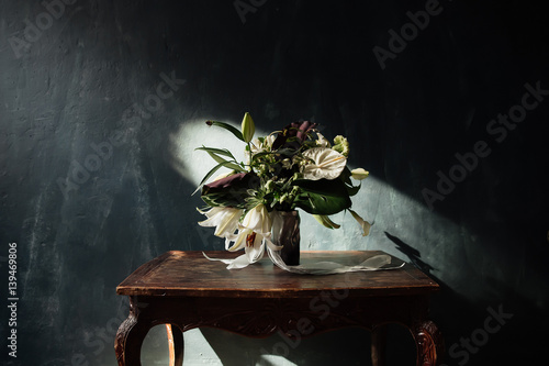 wedding bouquet on the table
