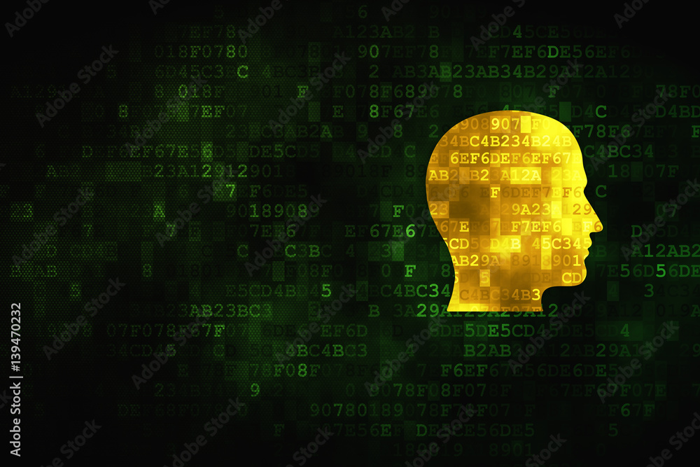 Finance concept: Head on digital background Finance concept: Head on digital background
