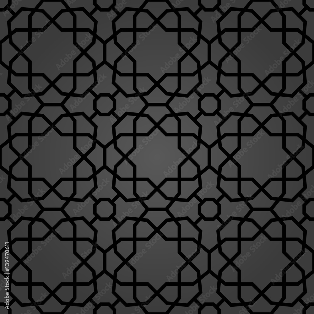 Fototapeta premium Seamless background for your designs. Modern vector dark ornament. Geometric abstract pattern