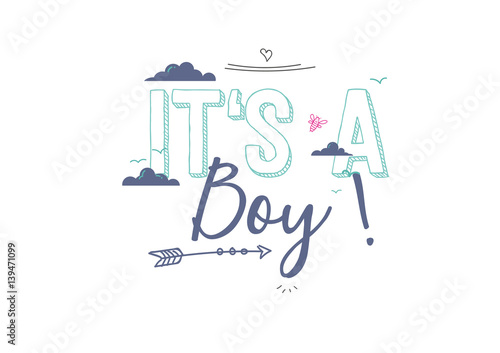 Baby Birth Card Modern Lettering Design