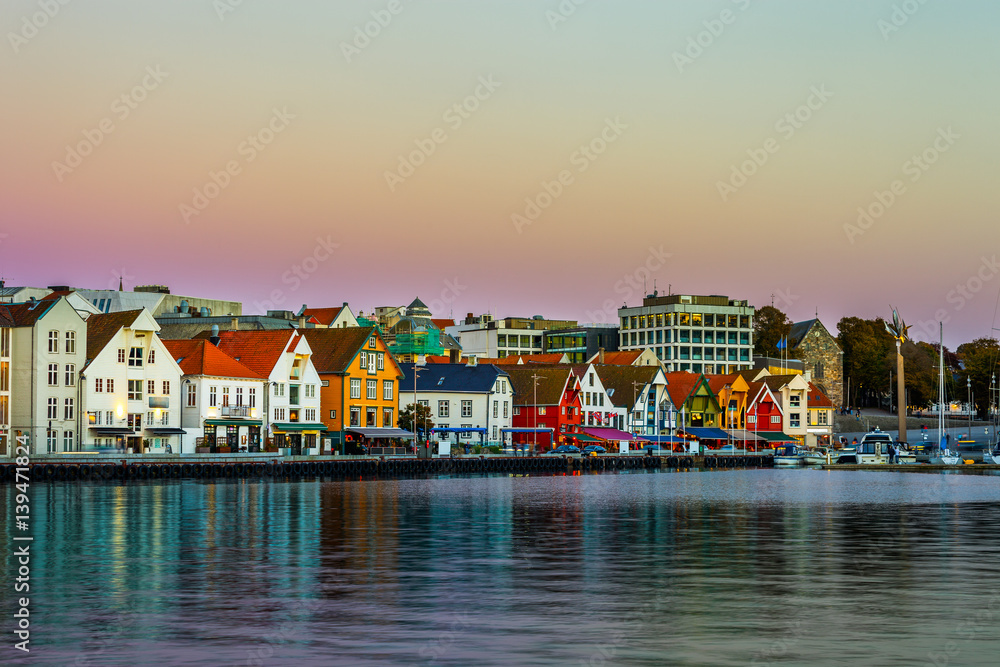 Stavanger at dusk - Charming town in the Norway.