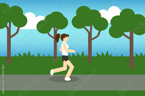 morning jog flat illustration