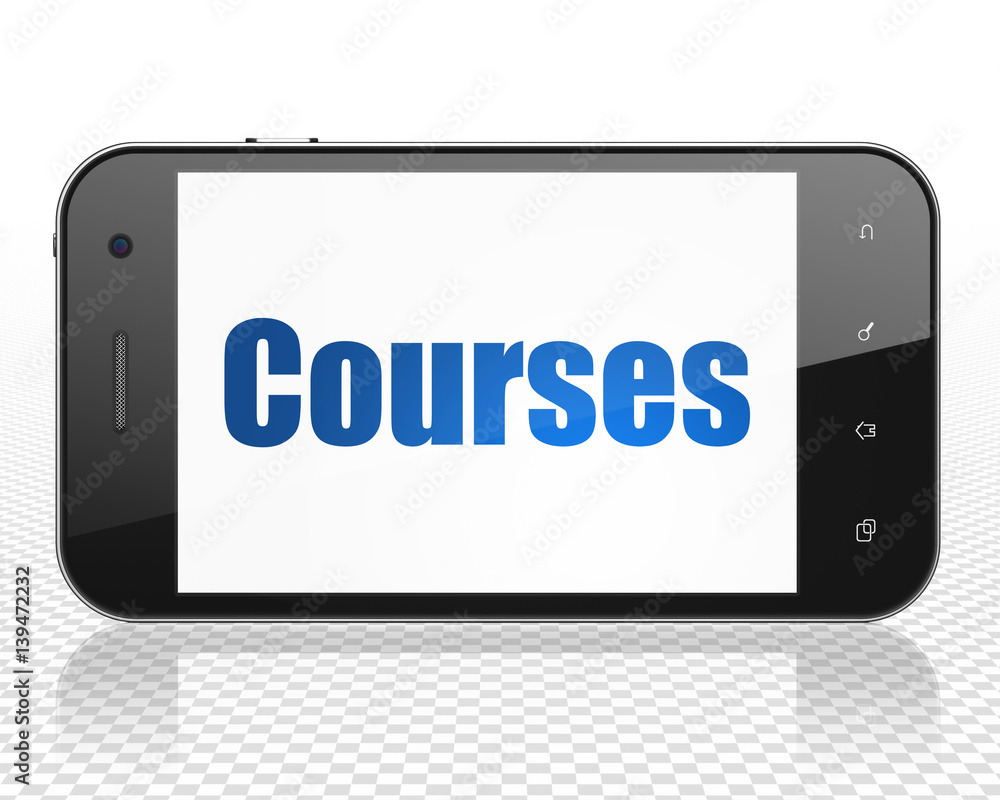 Learning concept: Smartphone with Courses on display Learning concept: Smartphone with Courses on display