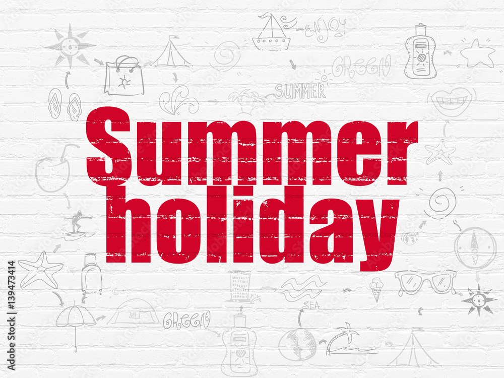 Vacation concept: Summer Holiday on wall background Vacation concept: Summer Holiday on wall background