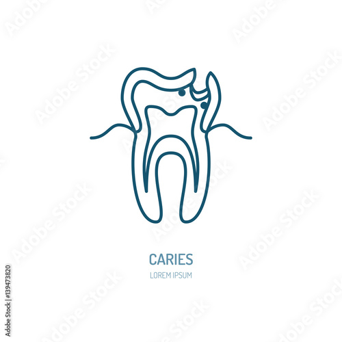 Caries treatment. Dentist line icon. Dental care sign, medical elements. Health care thin linear symbol for dentistry clinic.